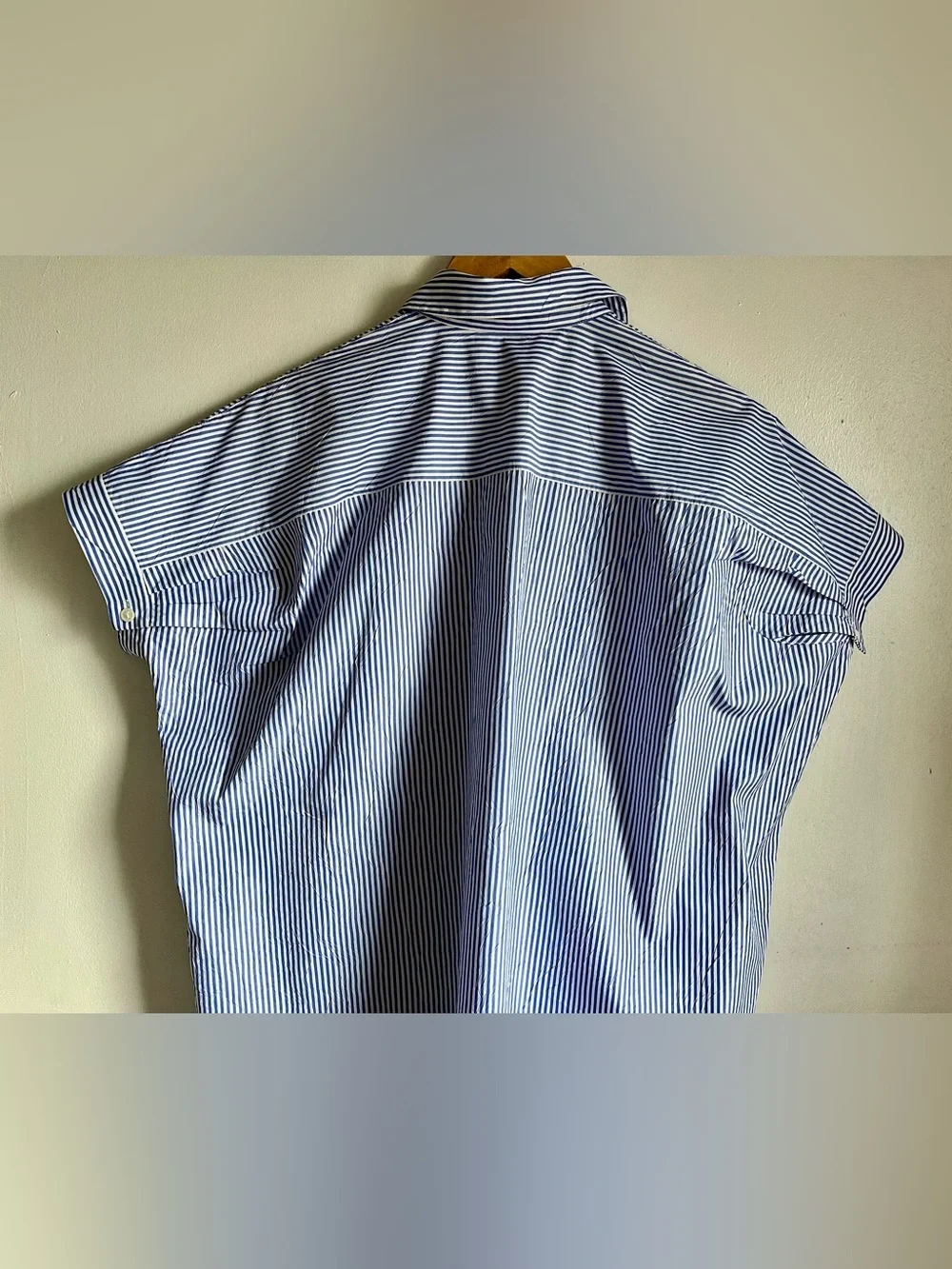 LAFAYETTE 148 Bluebird Crinkle Oversized Striped Shirt - Picture 8 of 13
